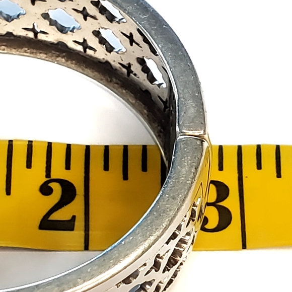 Brighton Wide Hinged Silver Tone Cut-Out Design Cuff Bangle - Picture 4 of 6